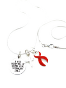 Red Ribbon Necklace - I Will Hold You Up When Your Strength Fails