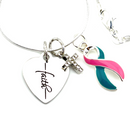 Pink & Teal Ribbon Faith Necklace