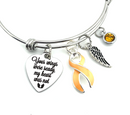 Peach Ribbon Sympathy Charm Bracelet - Your Wings Were Ready, My Heart Was Not