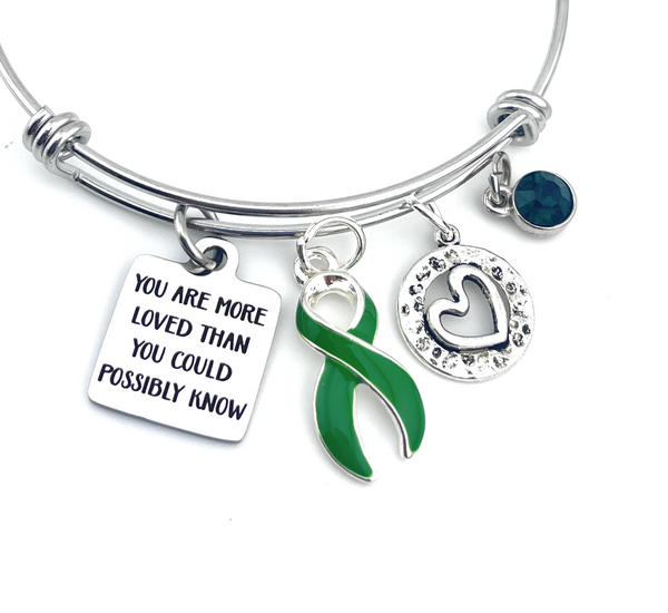 Green Ribbon Charm Bracelet - You Are More Loved Than You Could Possibly Know