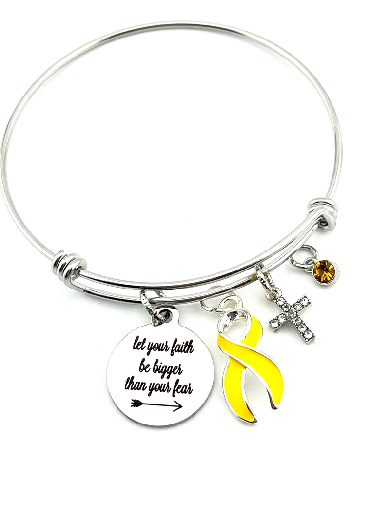 Yellow Ribbon Charm Bracelet - Let Your Faith be Bigger than Your Fear