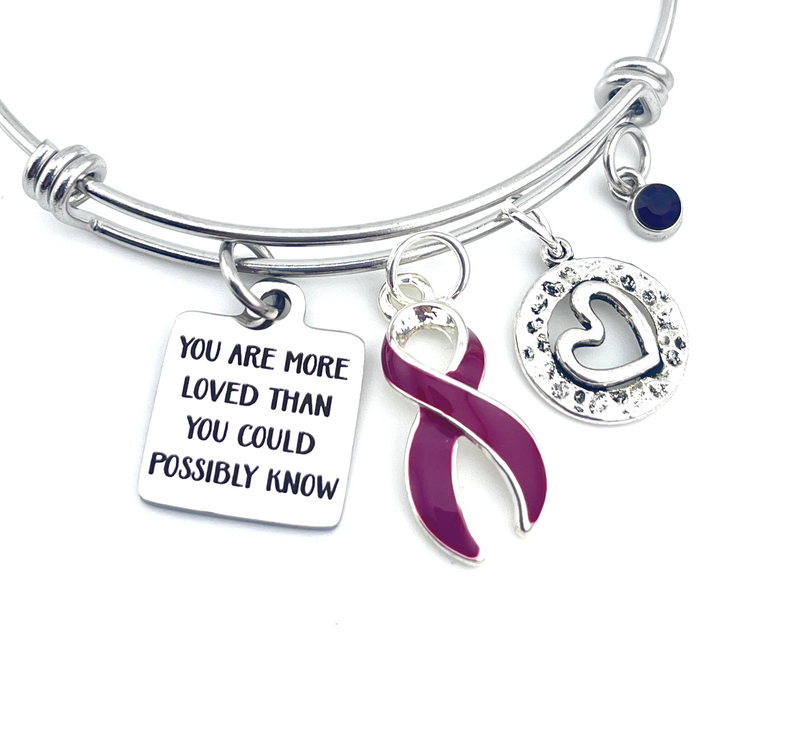 Burgundy Ribbon Charm Bracelet - You are More Loved Than You Could Possibly Know