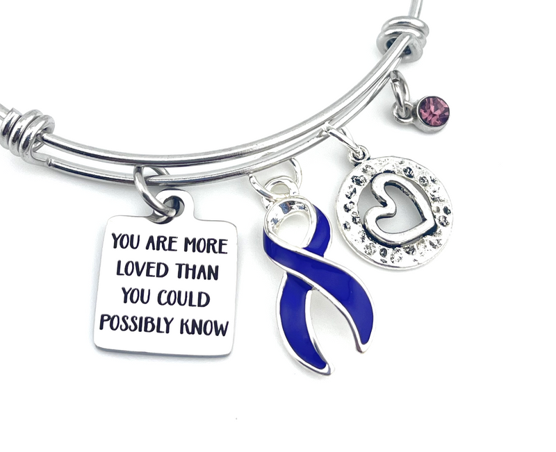 Violet Purple Ribbon Charm Bracelet - You Are More Loved Than You Could Possibly Know