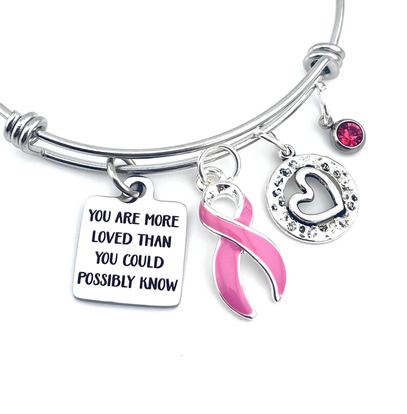 Pink Ribbon Charm Bracelet - You are More Loved Than You Could Possibly Know