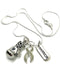 Gray (Grey) Ribbon Necklace - Boxing Glove / Warrior