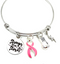 Pink Ribbon Charm Bracelet - Stronger than the Storm