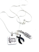 Black Ribbon Necklace - Kind Heart, Fierce Mind, Brave Spirit / Feather Necklace