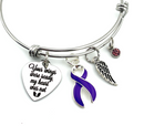 Violet Purple Ribbon Charm Bracelet - Your Wings Were Ready, My Heart Was Not