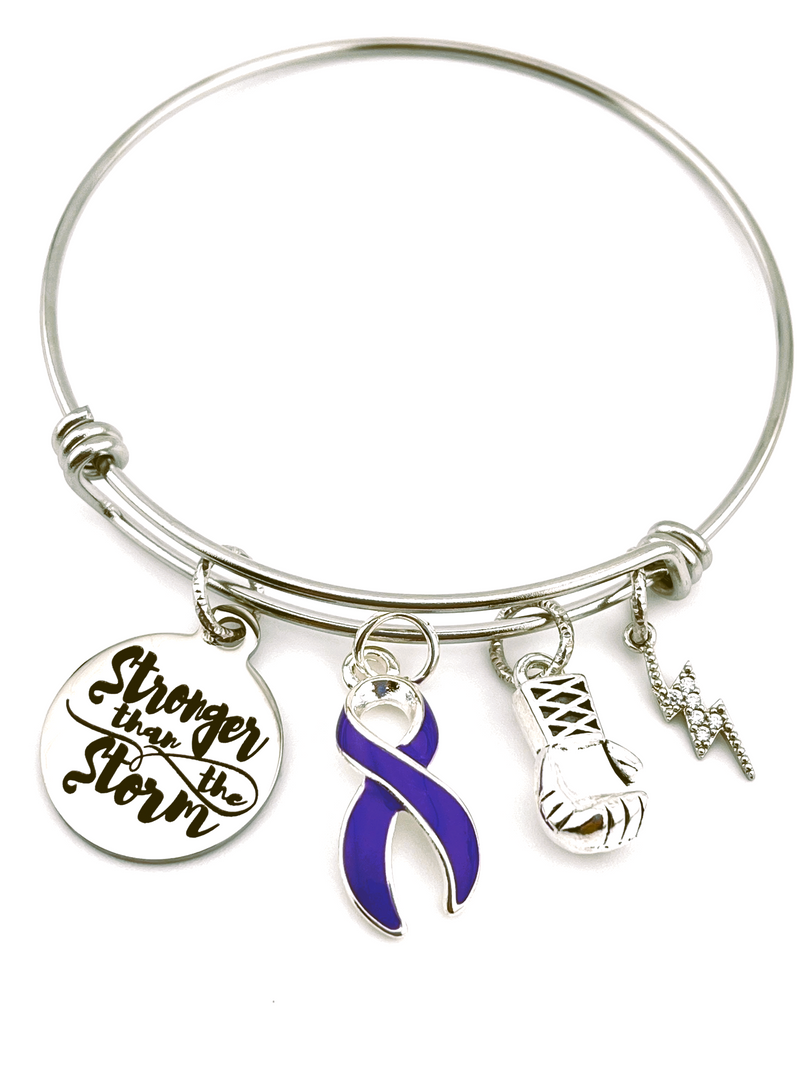 Violet Purple Ribbon Charm Bracelet - Stronger Than The Storm