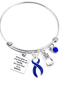 Dark Navy Blue Ribbon Charm Bracelet - If God Gives Us Only What We Can Handle, He Must Think I'm A Badass