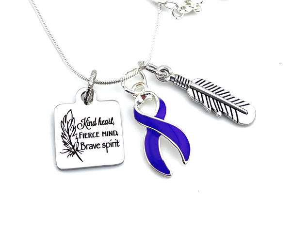 Purple Ribbon Necklace - Kind Heart, Fierce Mind, Brave Spirit