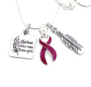 Burgundy Ribbon Necklace - Kind Heart, Fierce Mind, Brave Spirit