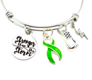 Lime Green Ribbon Charm Bracelet - Stronger Than The Storm