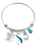 Teal & White Ribbon Bracelet -  If God Gives Us Only What We Can Handle ... He Must Think I'm a BADASS