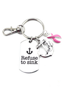 Pink Ribbon Encouragement Keychain – Refuse to Sink