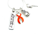 Orange Ribbon Boxing Glove Necklace - This is Tough ... But So Am I