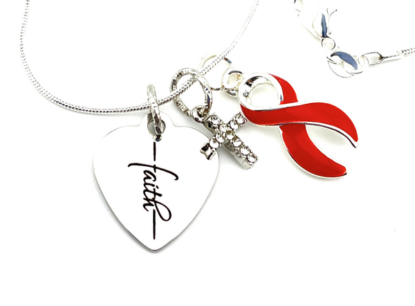 Red Ribbon Faith Necklace