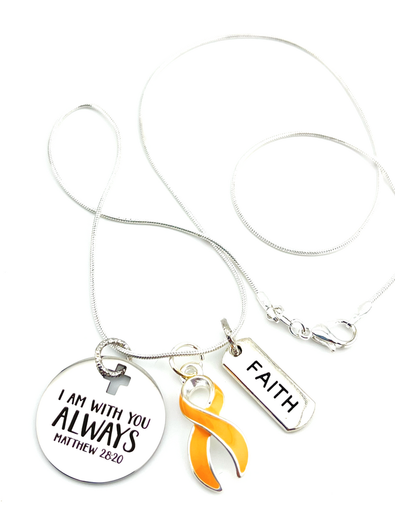 Peach Ribbon Necklace - I Am With You Always - Matthew 28:20