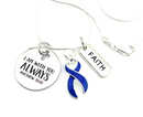 Dark Navy Blue Ribbon Necklace - I Am With You Always / Matthew 28:20