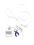 Purple Ribbon Necklace - I Am With You Always - Matthew 28:20