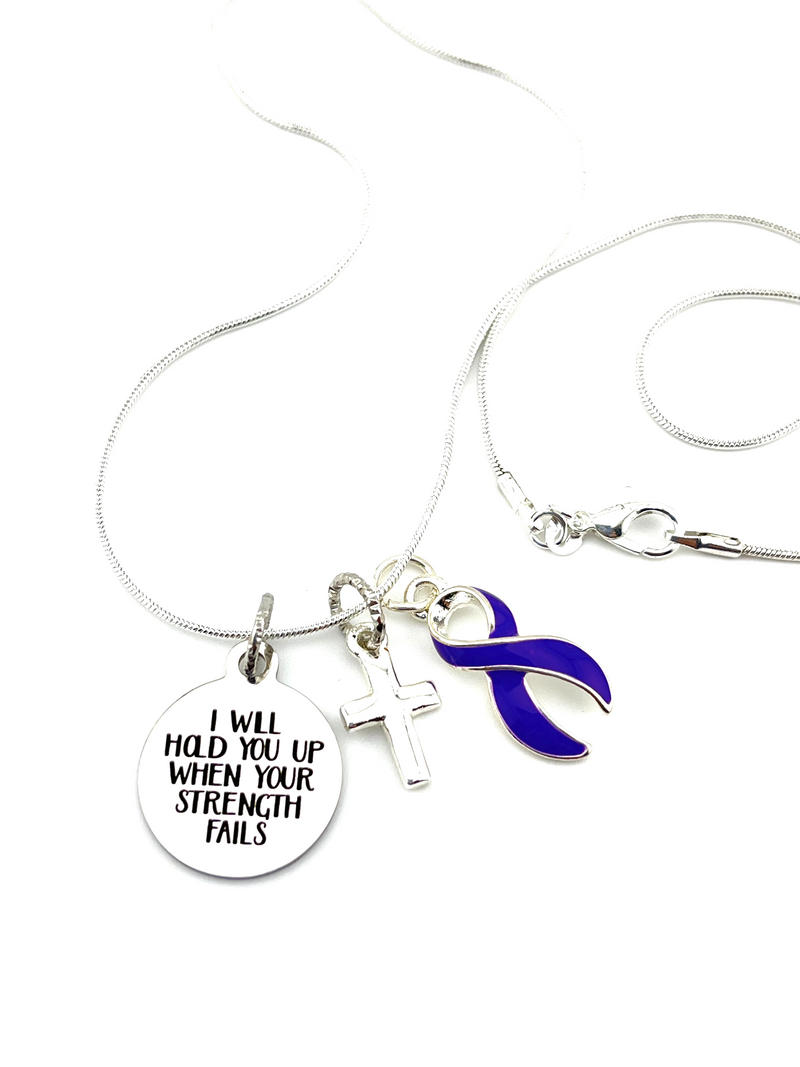 Purple Ribbon Necklace  - I Will Hold You Up When Your Strength Fails