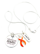 Orange Ribbon - I Am With You Always - Matthew 28:20 Charm Necklace