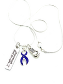 Dark Navy Blue Ribbon Necklace - This is Tough ... But So Am I