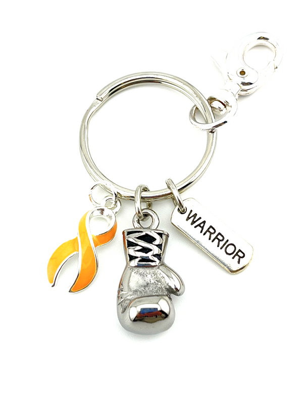 Peach Ribbon Boxing Glove Keychain / Endometrial - Uterine Cancer Survivor, Awareness Gift