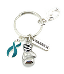 Teal Ribbon Boxing Glove / Warrior Keychain