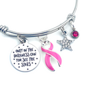 Pink Ribbon Charm Bracelet - Only in Darkness Can You See Stars