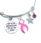 Pink Ribbon Charm Bracelet - Only in Darkness Can You See Stars