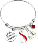 Red & White Ribbon Bracelet - She Stood In The Storm / Adjusted Her Sails