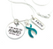 Teal Ribbon Necklace - I Am With You Always - Matthew 28:20