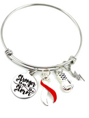 Red & White Ribbon Bracelet - Stronger Than The Storm