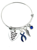 Dark Navy Blue Ribbon Sympathy / Memorial Bracelet - Your Wings Were Ready