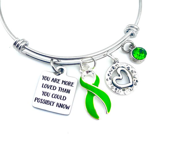 Lime Green Ribbon Charm Bracelet - You Are More Loved Than You Could Possibly Know