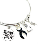 Black Ribbon Charm Bracelet - Stronger than the Storm