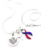 Pink Purple Teal (Thyroid Cancer) Ribbon - I Will Hold You Up When Your Strength Fails Necklace