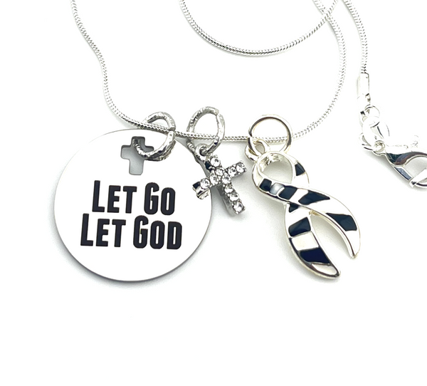 Zebra Stripe Ribbon Necklace - Let Go, Let God