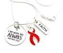 Red Ribbon Necklace - I Am With You Always - Matthew 28:20