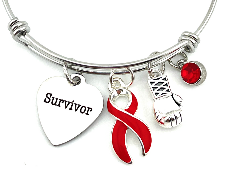 Red Ribbon Survivor Charm Bracelet