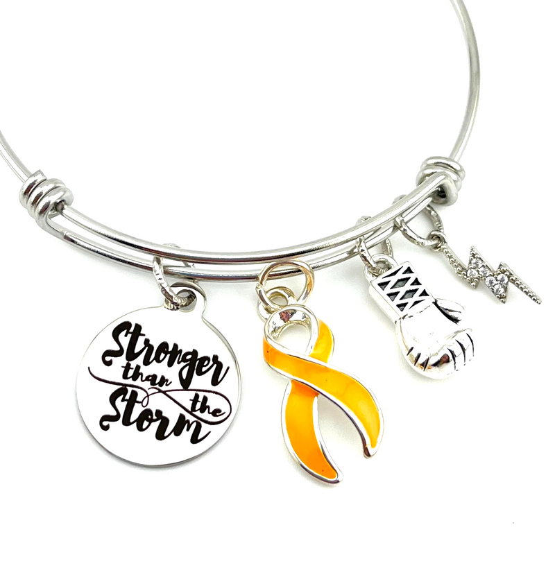 Peach Ribbon Charm Bracelet - Stronger than the Storm