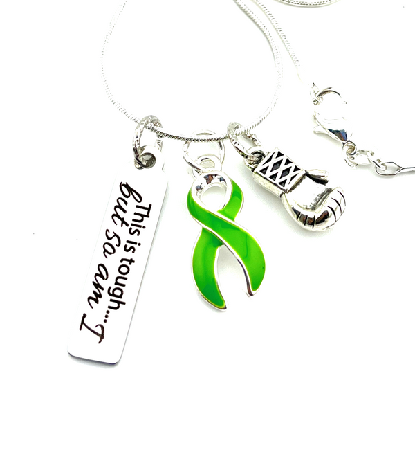 Lime Green Ribbon Necklace - This is Tough...But So Am I