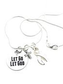 White Ribbon Necklace - Let Go, Let God