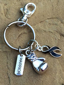 Black Ribbon Keychain - Boxing Glove / Warrior Key Chain - Rock Your Cause Jewelry