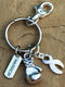White Ribbon Keychain - Boxing Glove / Warrior Encouragement Gift - Rock Your Cause Jewelry