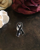 Black Ribbon / Lapel Hat Pin / Melanoma Awareness / Skin Cancer Survivor / Wedding Accessory - Rock Your Cause Jewelry
