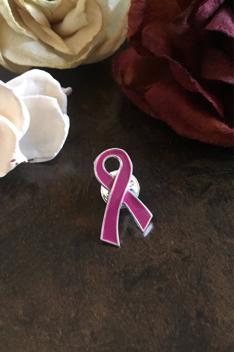 Burgundy Ribbon / Lapel Hat Pin - Rock Your Cause Jewelry