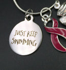 Burgundy Ribbon Bracelet or Necklace - Just Keep Swimming - Rock Your Cause Jewelry