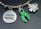 Green Ribbon Charm Bracelet OR Necklace - Just Keep Swimming - Rock Your Cause Jewelry